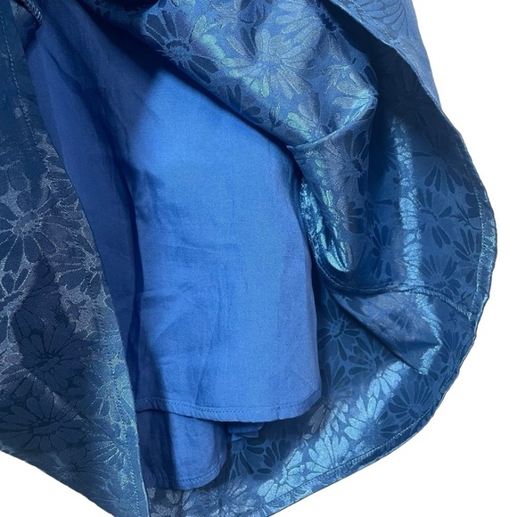 NWT Altar’d State Jocelyn Floral Daisy Puff Sleeve Satin Dress in Blue Size S - Picture 14 of 14